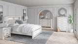 Altyra Queen Panel Bookcase Bed with Mirrored Dresser and 2 Nightstands