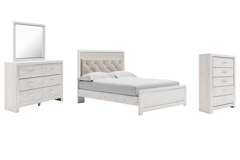 Altyra Queen Panel Bed with Mirrored Dresser and Chest