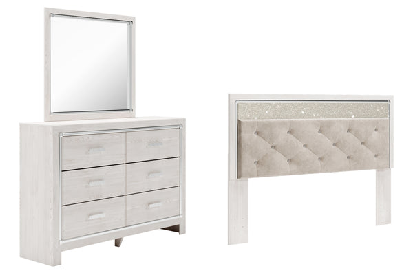 Altyra King Panel Headboard Bed with Mirrored Dresser