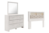 Altyra Queen Bookcase Headboard Bed with Mirrored Dresser