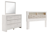 Altyra King Bookcase Headboard Bed with Mirrored Dresser