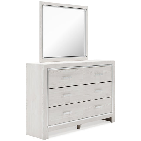 Altyra King Panel Headboard Bed with Mirrored Dresser, Chest and Nightstand