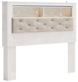 Altyra Queen Bookcase Headboard Bed with Mirrored Dresser, Chest and 2 Nightstands