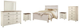 Willowton Queen Panel Bed with Mirrored Dresser, Chest and 2 Nightstands