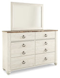 Willowton King Panel Bed with Mirrored Dresser, Chest and Nightstand