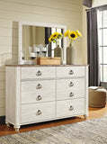 Willowton Queen Panel Bed with Mirrored Dresser and 2 Nightstands