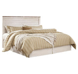 Willowton King/California King Panel Headboard Bed with Mirrored Dresser, Chest and 2 Nightstands