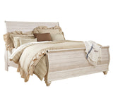 Willowton King Sleigh Bed with Mirrored Dresser and Chest