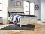 Bellaby King Crossbuck Panel Bed with Mirrored Dresser and Chest