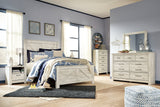 Bellaby Queen Crossbuck Panel Bed with Mirrored Dresser, Chest and 2 Nightstands