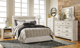 Bellaby Queen Panel Headboard Bed with Mirrored Dresser, Chest and 2 Nightstands