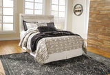 Bellaby Queen Panel Headboard Bed with Mirrored Dresser and 2 Nightstands