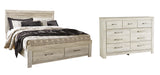 Bellaby King Platform Bed with 2 Storage Drawers with Dresser