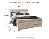 Bellaby King Platform Bed with 2 Storage Drawers with Mirrored Dresser and Nightstand