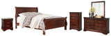 Alisdair Queen Sleigh Bed with Mirrored Dresser, Chest and Nightstand