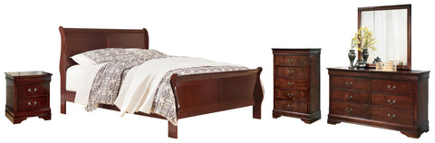 Alisdair Queen Sleigh Bed with Mirrored Dresser, Chest and Nightstand