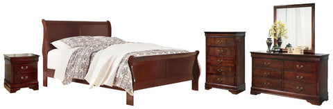 Alisdair California King Sleigh Bed with Mirrored Dresser, Chest and Nightstand