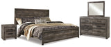 Wynnlow King Panel Bed with Mirrored Dresser and Nightstand