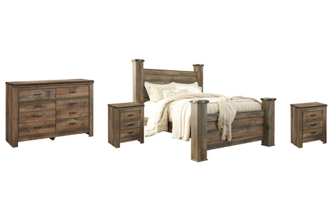 Trinell Queen Poster Bed with Dresser and 2 Nightstands