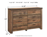 Trinell King/California King Panel Headboard with Dresser, Chest and Nightsand