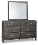 Caitbrook California King Storage Bed with 8 Storage Drawers with Mirrored Dresser and 2 Nightstands