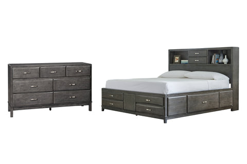 Caitbrook Queen Storage Bed with 8 Storage Drawers with Dresser