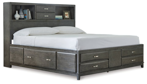 Caitbrook King Storage Bed with 8 Storage Drawers with Dresser