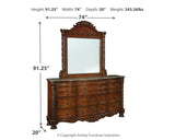 North Shore Queen Panel Bed with Mirrored Dresser and Chest