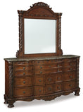 North Shore California King Panel Bed with Mirrored Dresser and Chest