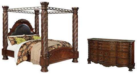 North Shore King Poster Bed with Canopy with Dresser