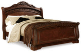 North Shore Queen Sleigh Bed with Mirrored Dresser