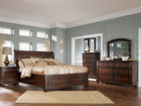 Porter Queen Sleigh Bed with Mirrored Dresser and 2 Nightstands