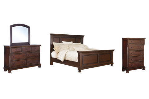 Porter King Panel Bed with Mirrored Dresser and Chest