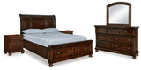 Porter Queen Sleigh Bed with Mirrored Dresser and 2 Nightstands