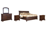 Porter California King Sleigh Bed with Mirrored Dresser and 2 Nightstands