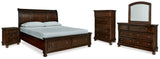 Porter King Sleigh Bed with Mirrored Dresser, Chest and Nightstand