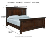 Porter California King Panel Bed with Mirrored Dresser and 2 Nightstands