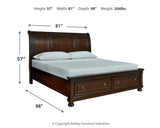 Porter California King Sleigh Bed with Mirrored Dresser and 2 Nightstands