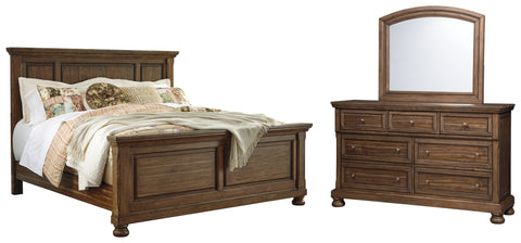 Flynnter King Panel Bed with Mirrored Dresser