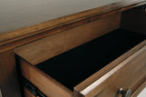 Flynnter California King Sleigh Bed with 2 Storage Drawers with Mirrored Dresser and Chest