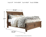 Flynnter Queen Sleigh Bed with 2 Storage Drawers with Dresser with Dresser