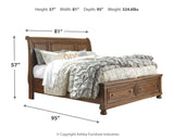 Flynnter California King Sleigh Bed with 2 Storage Drawers with Dresser