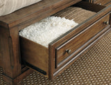 Flynnter California King Sleigh Bed with 2 Storage Drawers with Mirrored Dresser and Chest