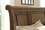 Flynnter California King Sleigh Bed with 2 Storage Drawers with Mirrored Dresser and 2 Nightstands