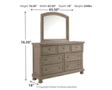 Lettner California King Panel Bed with Mirrored Dresser