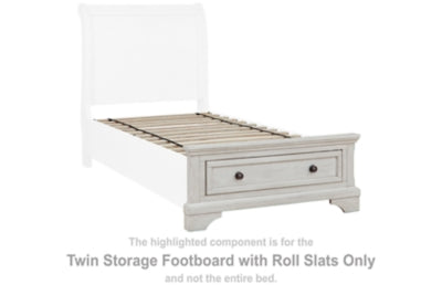 Robbinsdale Twin Storage Footboard with Roll Slats