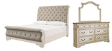 Realyn Queen Sleigh Bed with Mirrored Dresser