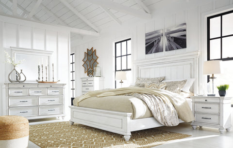 Kanwyn King Panel Bed with Mirrored Dresser