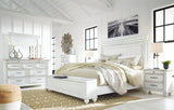 Kanwyn King Panel Bed with Storage with Mirrored Dresser and Chest