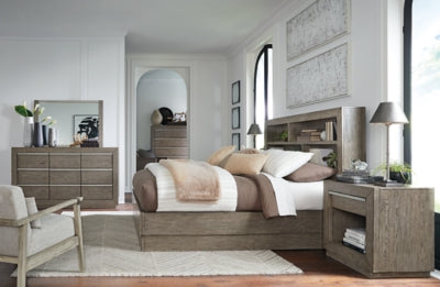 Anibecca King Bookcase Bed with Mirrored Dresser, Chest and 2 Nightstands